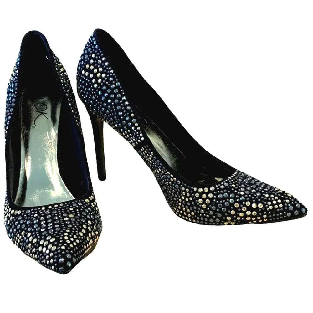 It’s OK shoes. High heels. Studded and faux suede uppers. 4” heels size 9 - Picture 2 of 13